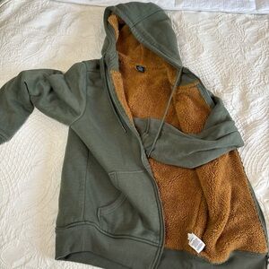 Green Hoodie with Brown Lining